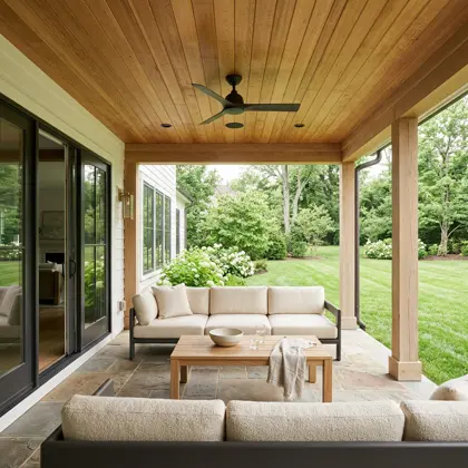 Covered patio with outdoor seating